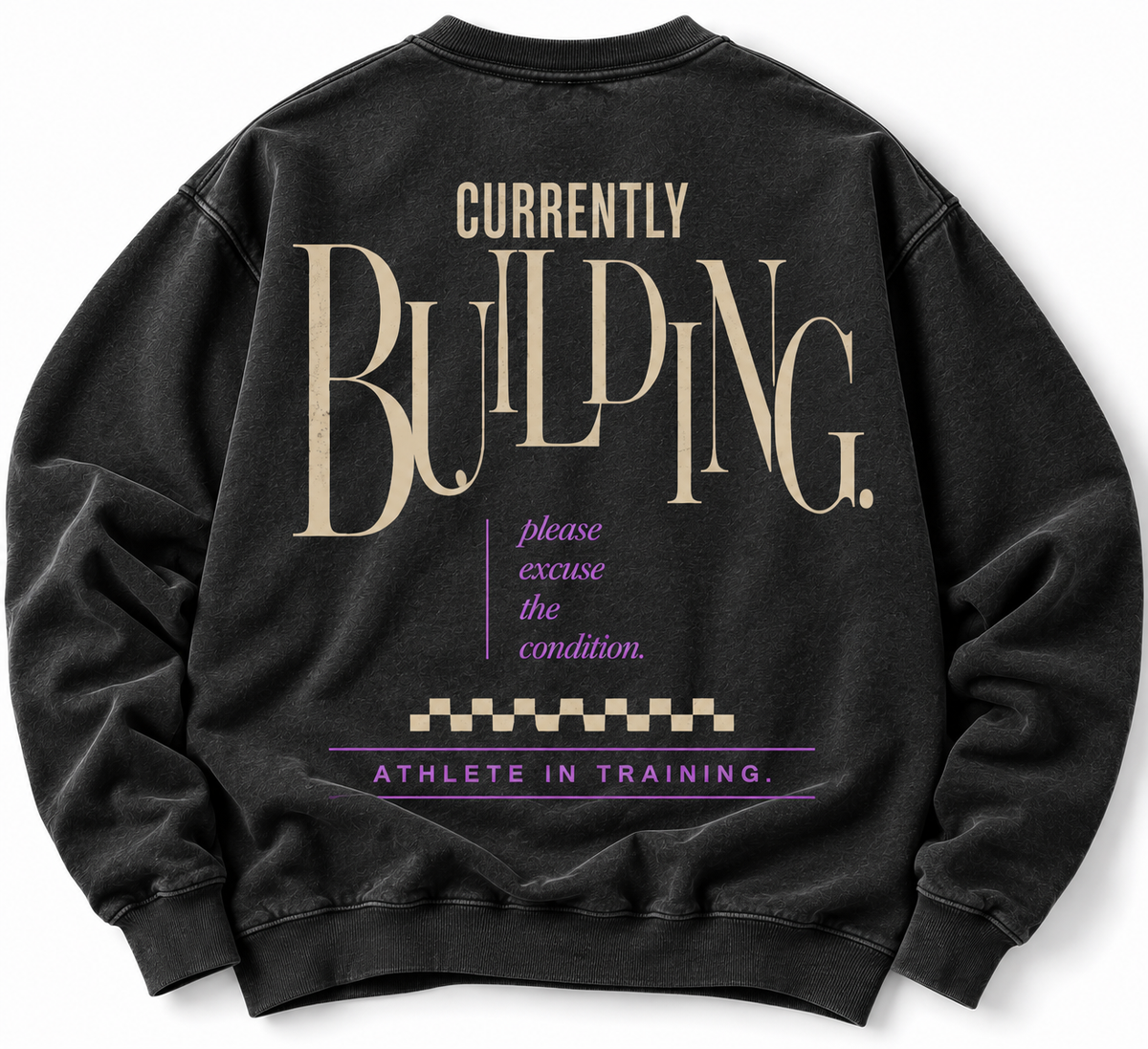 Currently Building crewneck oversized back graphic studio view