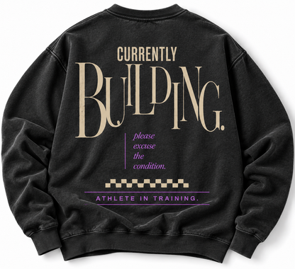 Currently Building crewneck oversized back graphic studio view
