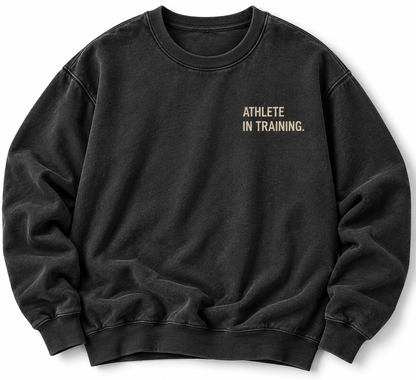 Currently Building crewneck front studio view