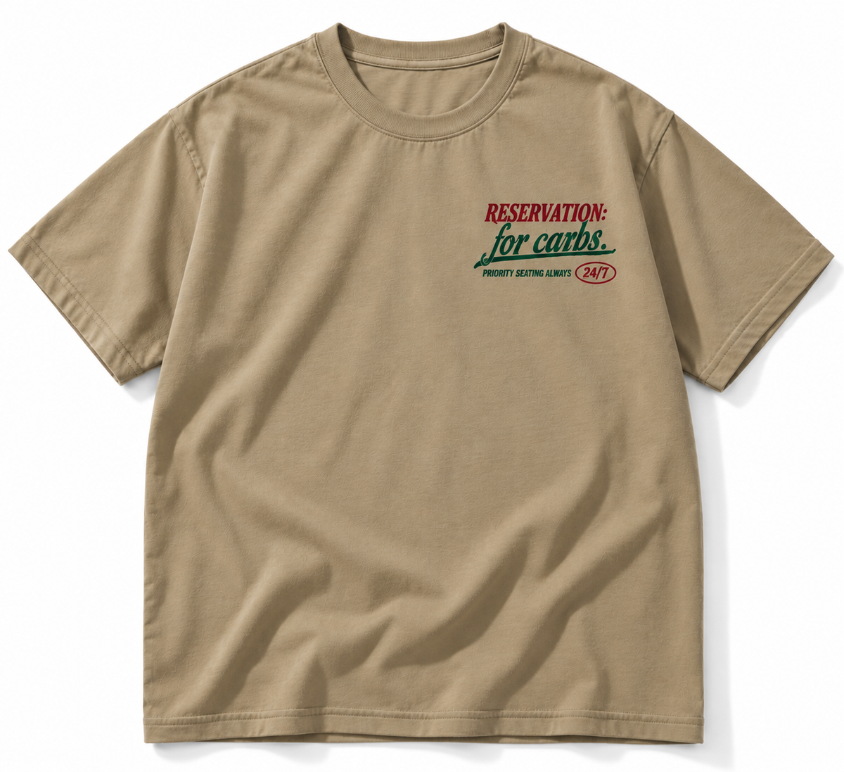 Carb Loading Fuel Now tee front graphic studio view