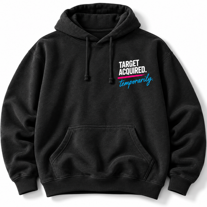 Currently Chasing a Stranger hoodie front Target Acquired graphic studio view