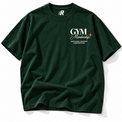 Gym Membership Emotional Support tee front graphic studio view