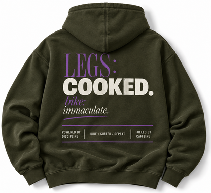 Legs Cooked cycling hoodie oversized back graphic studio view