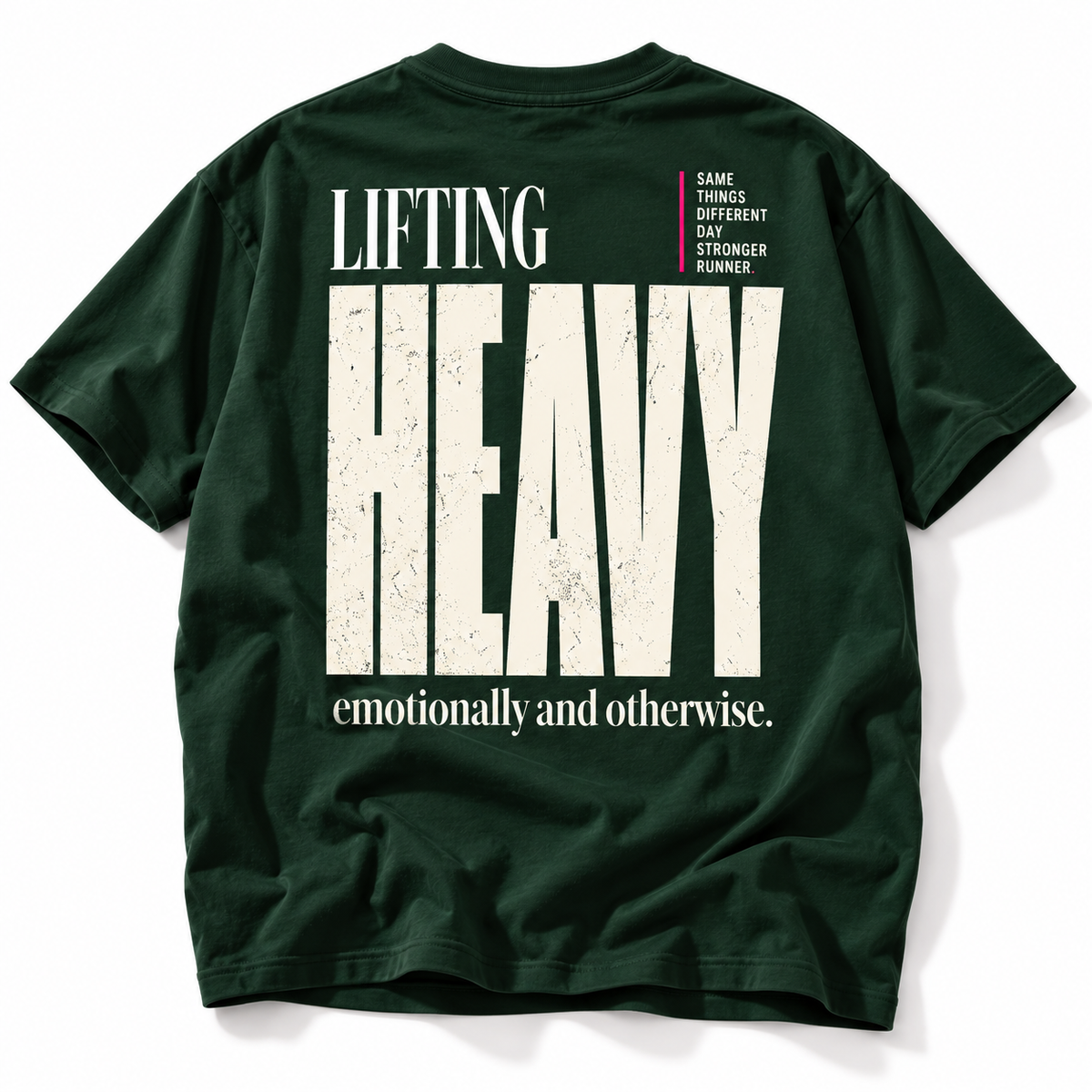 Lifting Heavy Current Load tee oversized strength training back graphic studio view