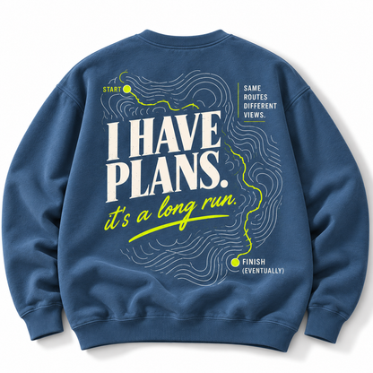 I Have Plans long run crew oversized back graphic studio view