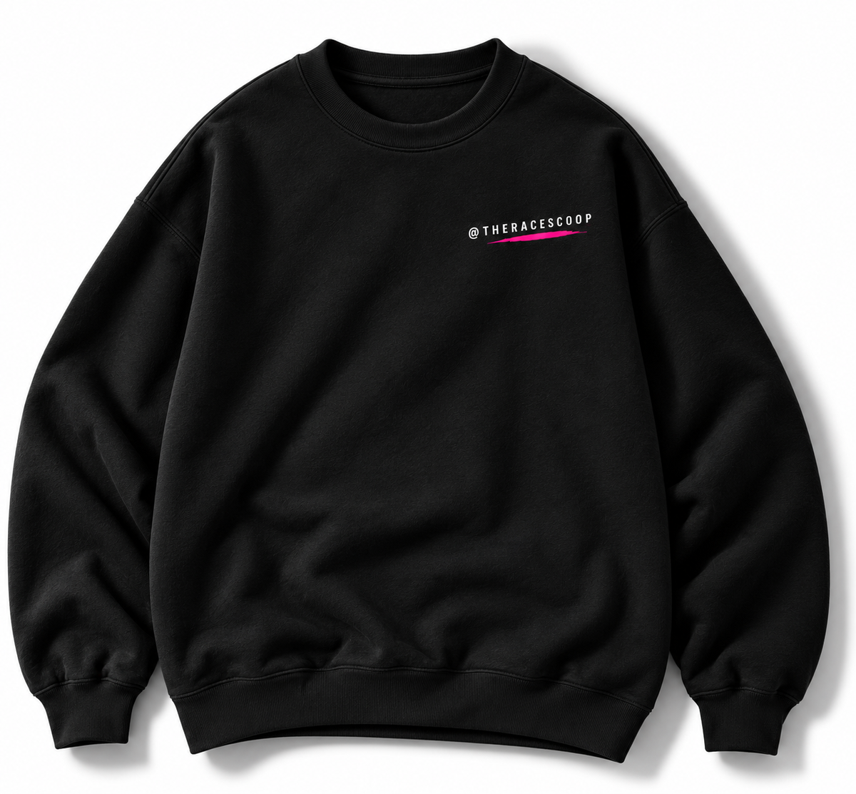 Built by People Who Race crewneck front Race Scoop chest graphic studio view