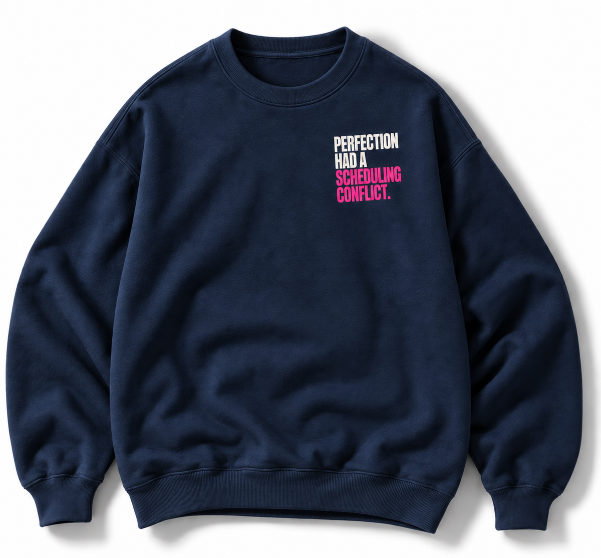 Present Over Perfect crewneck front graphic studio view