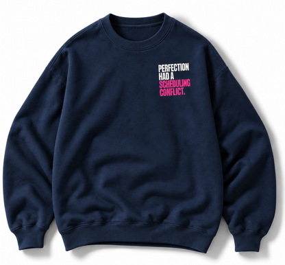 Present Over Perfect crewneck front graphic studio view