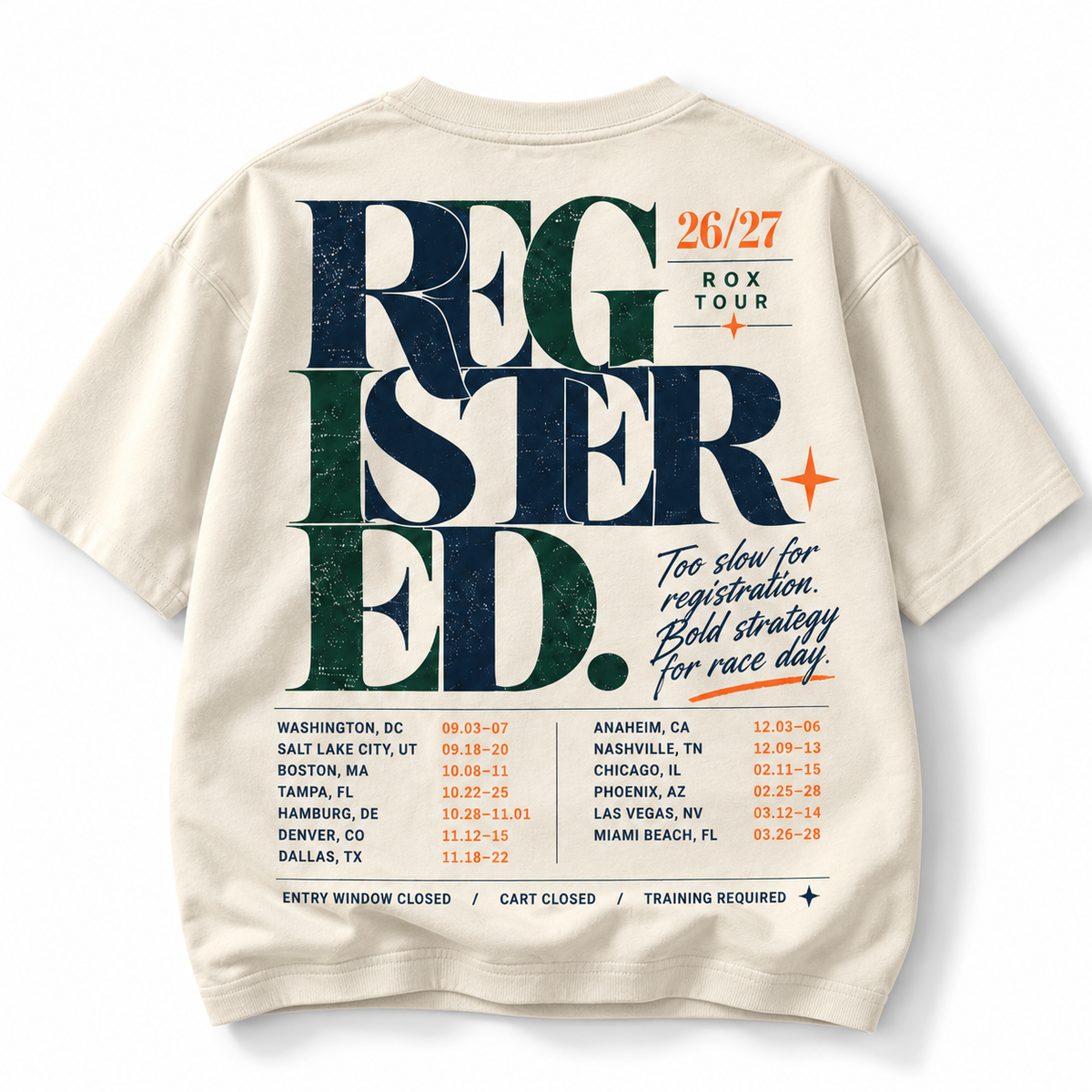 Registered Rox Tour 26 27 tee oversized tour schedule back graphic