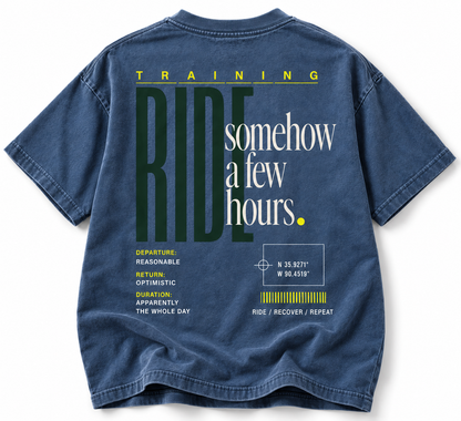Somehow a Few Hours navy cycling tee oversized back graphic studio view