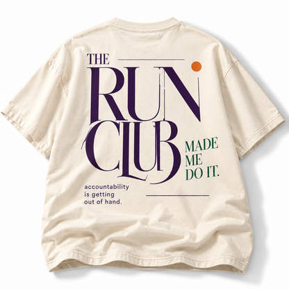 Club Influence running tee oversized run club back graphic studio view