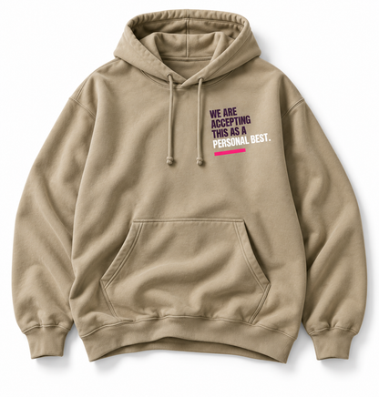 Showed Up That Counts hoodie front graphic studio view